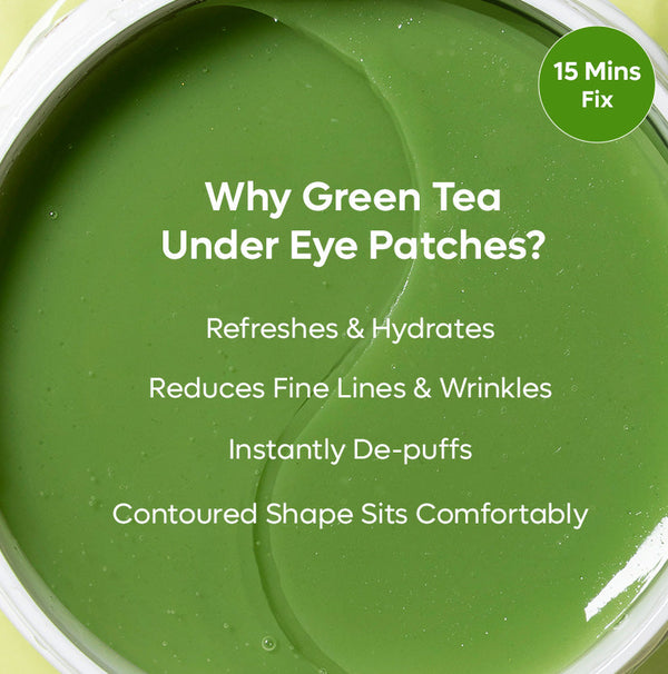 Green Tea Hydrogel Under Eye Patches with 1% Caffeine (15 Pairs)