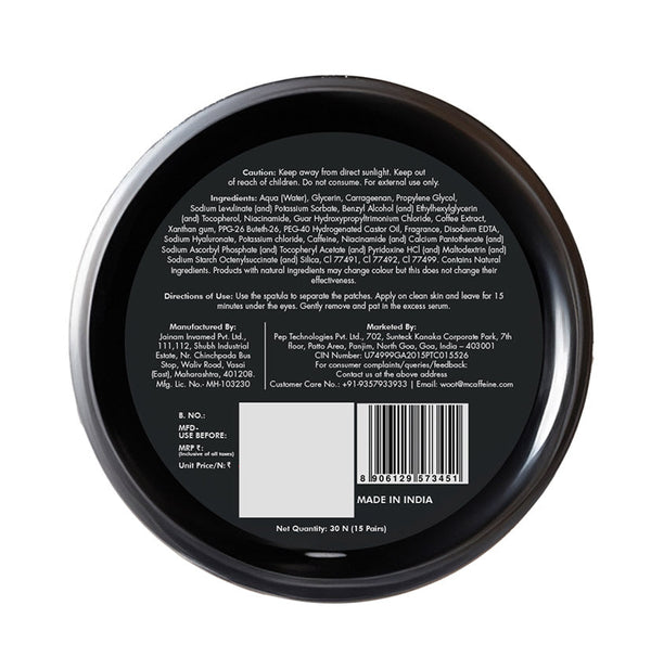 Coffee Hydrogel Under Eye Patches with Caffeine & HA - 15 Pairs