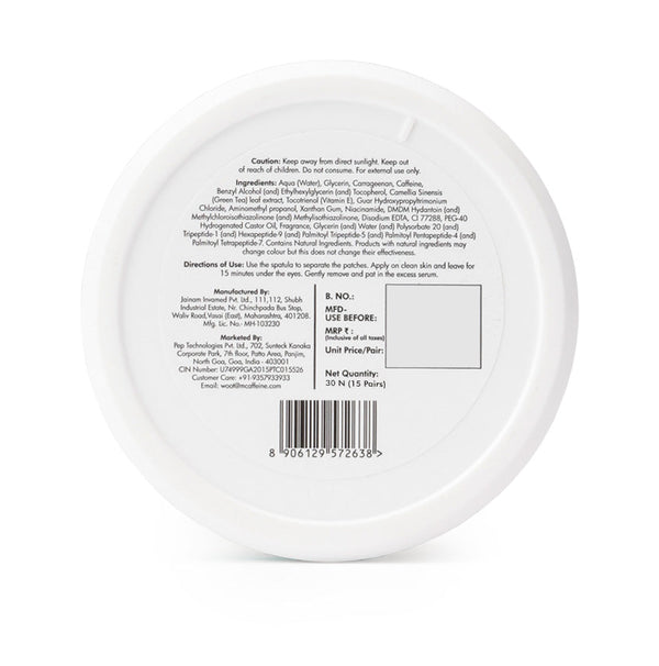 Green Tea Hydrogel Under Eye Patches with 1% Caffeine (15 Pairs)