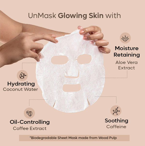 Coconut Water Coffee Sheet Mask- 20g each