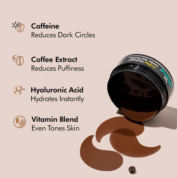 Coffee Hydrogel Under Eye Patches with Caffeine & HA - 30 Pairs